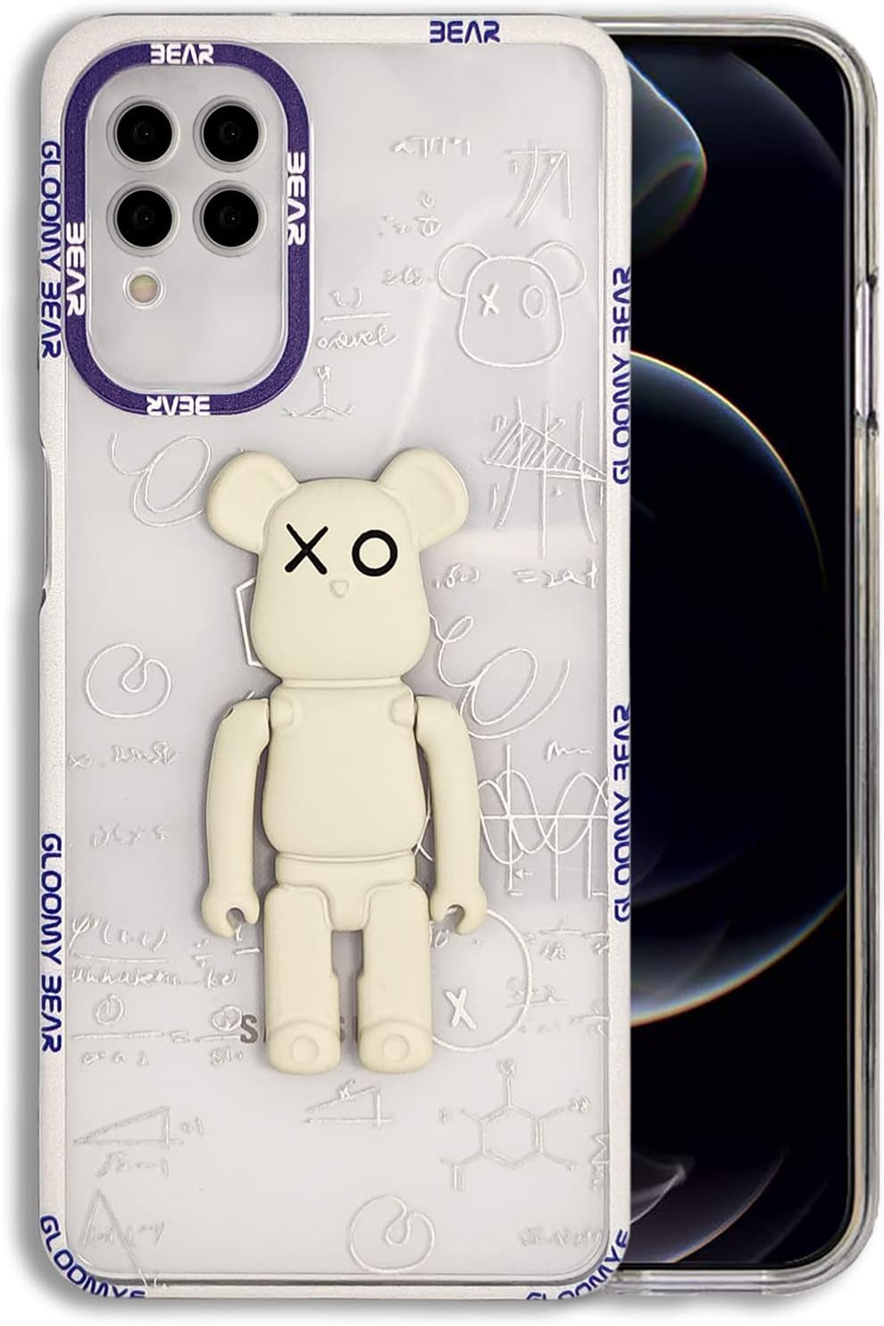 DOWINTIGER Samsung Galaxy A53 5G Case - Cool Designer 3D Bear with Kickstand Design for Boys Men, Street Fashion Soft Flexible Slim TPU Camera Lens Protective Clear Cover for Galaxy A53 - Black Bear  DOWINTIGER White Bear Kickstand Samsung Galaxy A12 