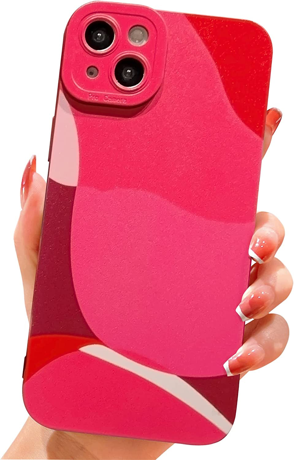 YKCZL Compatible with Iphone 14 plus Case,Cute Painted Art Heart Pattern Full Camera Lens Protective Slim Soft Shockproof Phone Case for Women Girls-Brown  YKCZL Wine Red  