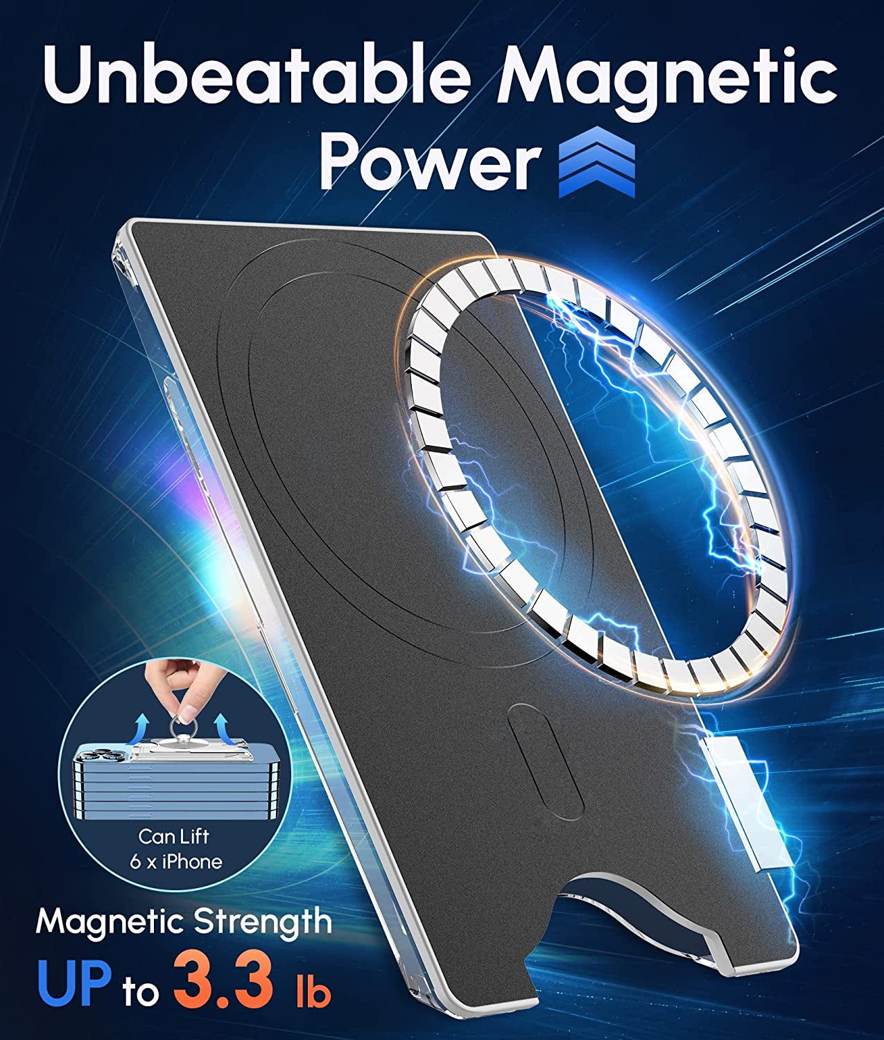 Shields up for Magsafe Wallet Magnetic Card Holder Compatible with Iphone 14/14 Pro/14 Plus/14 Pro Max and Iphone 13/12 Series, Slim 3 Card Slot (Clear)  Shields Up Inc   