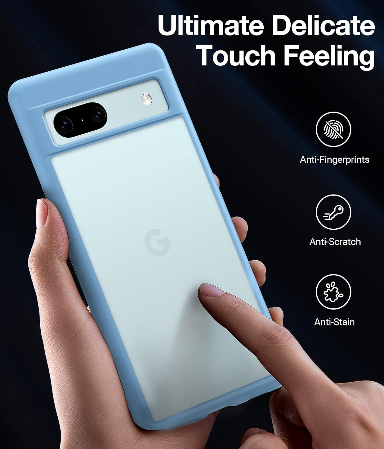 TORRAS Shockproof Designed for Google Pixel 7A Case, [Military Grade Drop Tested] Translucent Slim Protective Matte Hard Back & Soft Edge Cover Phone Case for Google 7A Case 5G, Light Blue  TORRAS   