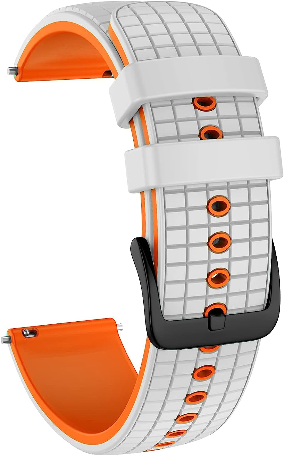 ISABAKE Watch Band for Compatible with Garmin Vivoactive 4/ Samsung Galaxy Watch 46Mm, 22Mm Silicone Bands for Ticwatch Pro S2//E2/Venu 2/Samsung Gear S3 Classic/Samsung Gear S3 Frontier/ Huawei GT Smartwatch  Isabake White&Orange 22MM 