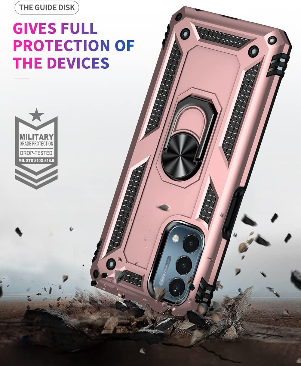 SKTGSLAMY for Oneplus Nord N200 5G Case,With Screen Protector,[Military Grade] 16Ft. Drop Tested Cover with Magnetic Kickstand Car Mount Protective Case for Oneplus Nord N200 5G, Rose Gold  SKTGSLAMY   