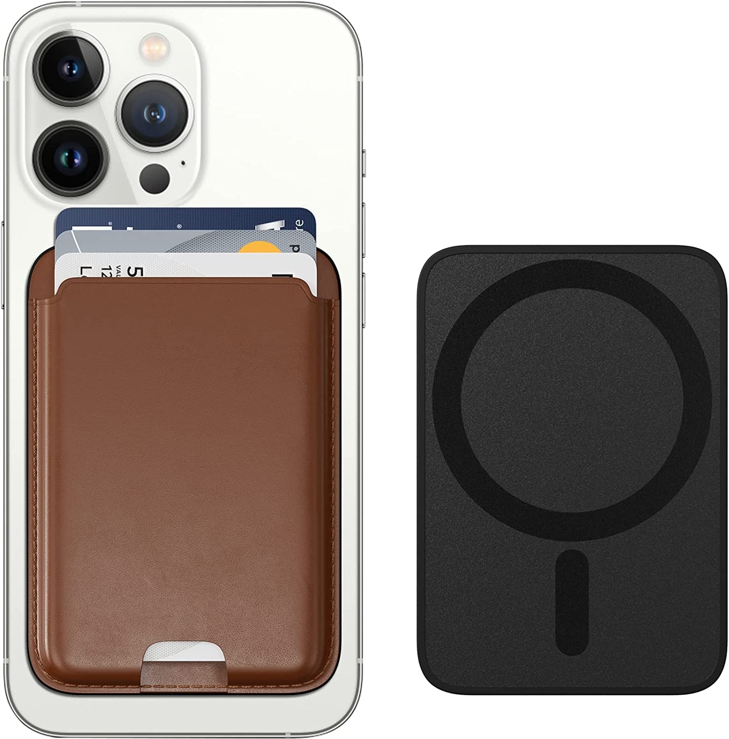 MAGKOTA Magsafe Wallet Compatible with Iphone 14 Pro Max/14 Pro/14 Plus/14/Iphone 13 Pro Max/13 Pro/13/Iphone 12 Pro Max/12 Pro/12/12 Mini,Iphone Leather Wallet with Magsafe, Max 3 Cards Black  MAGKOTA Brown  