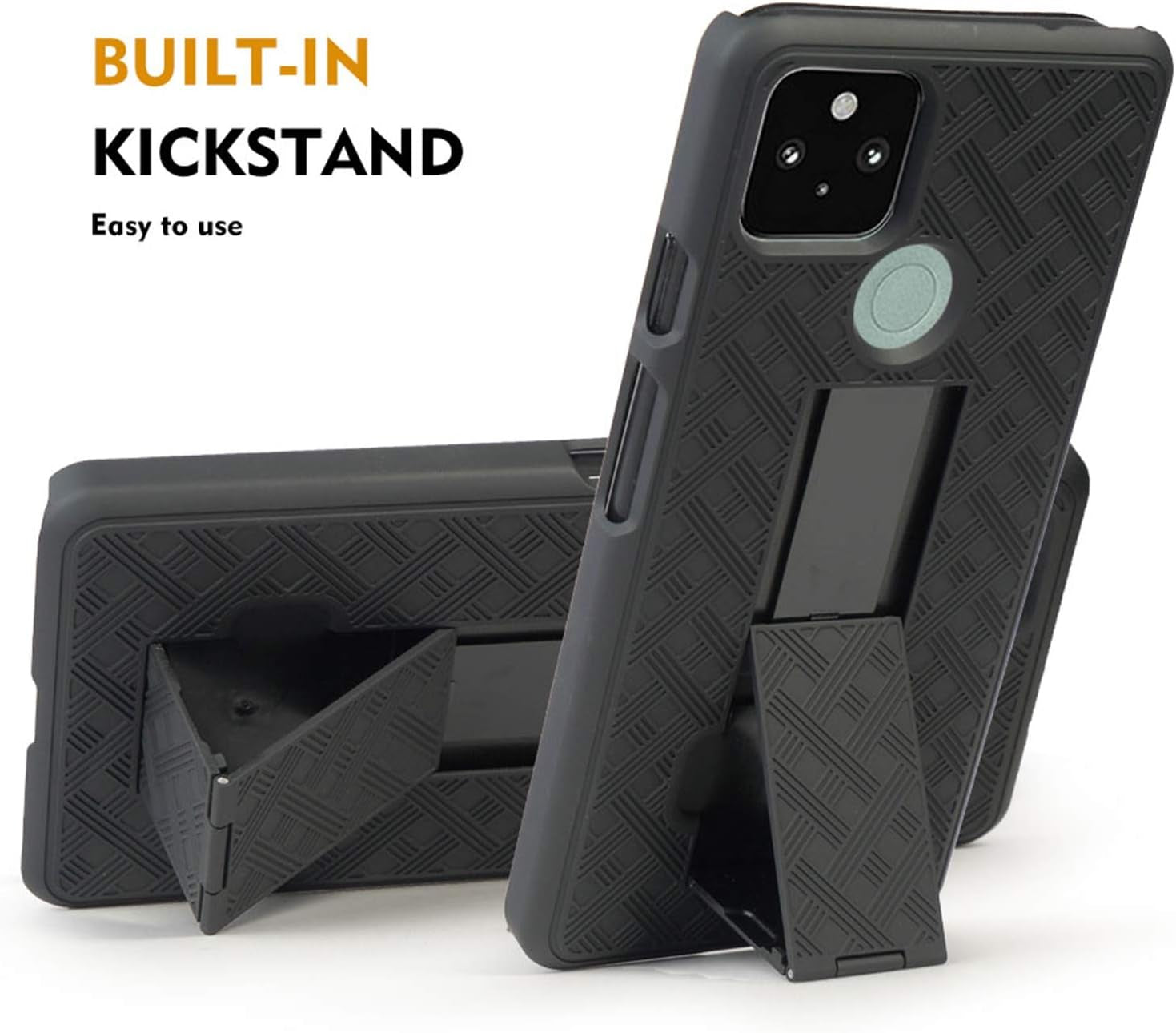 HIDAHE Compatible with Holster Case for Google Pixel 4A 5G, Combo Shell & Holster Slim Shell Case for Men with Built-In Kickstand + Swivel Belt Clip Holster for Google Pixel 4A 5G ONLY, Black  HIDAHE   