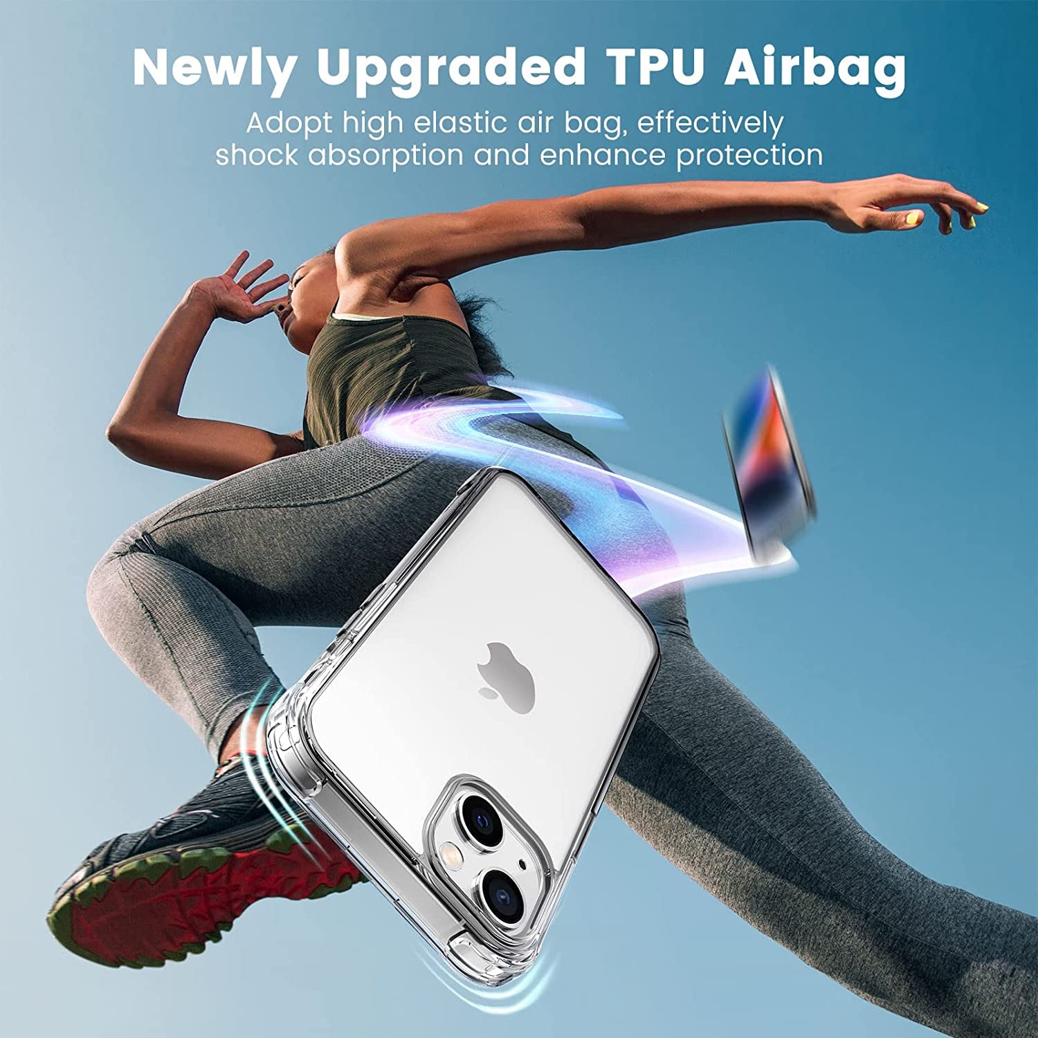 Mkeke for Iphone 13 Case Clear, for Iphone 14 Case Clear, Anti-Yellowing Upgraded Sturdy Case with Bumpers for Iphone 14/13, Gradient Light Black  Shenzhen Make Technology Company Limited   