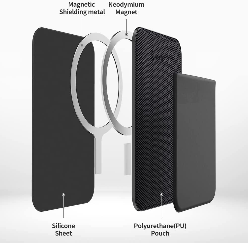 Sinjimoru Stretchy Magnetic Phone Wallet, Magnetic Card Holder for Back of Phone as Phone Wallet Stick on for Magsafe Wallet Compatible with Iphone 14 & 13 12 Series. M-Basic Black  Sinjimoru Co. Ltd   