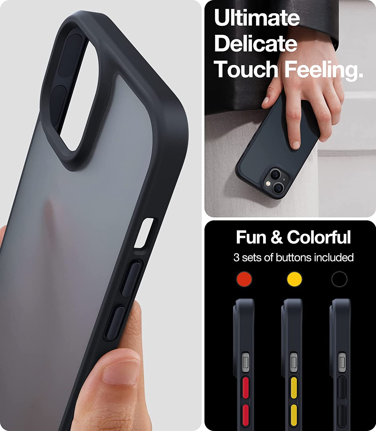 TORRAS 𝟮𝟬𝟮𝟯 𝗨𝗽𝗴𝗿𝗮𝗱𝗲𝗱 Shockproof for Iphone 14 Case [10FT Military Drop Protection][Sleek Premium Touch] Case for Iphone 14 Phone Cases with Translucent Back & Soft Edge Slim Cover, Black  TORRAS   