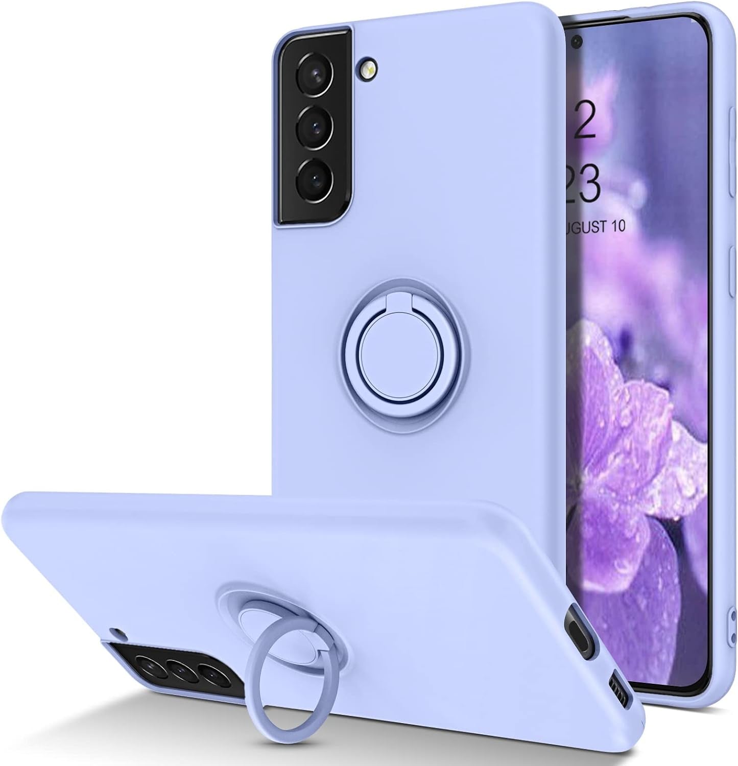 BENTOBEN Compatible with Samsung Galaxy S21 plus Case, Slim Silicone Soft Rubber with 360° Ring Holder Kickstand Car Mount Supported Protective Cases for Samsung Galaxy S21+ plus 6.7", Midnight Green  BENTOBEN V852-Lavender  