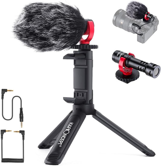 Video Microphone, Universal Camera Microphone with Shock Mount, Tripod, Deadcat Windscreen, External Shotgun Mic for Iphone Android Smartphones, Canon EOS, Nikon DSLR Cameras, Camcorders, Vlogging Mic  K&F Concept   