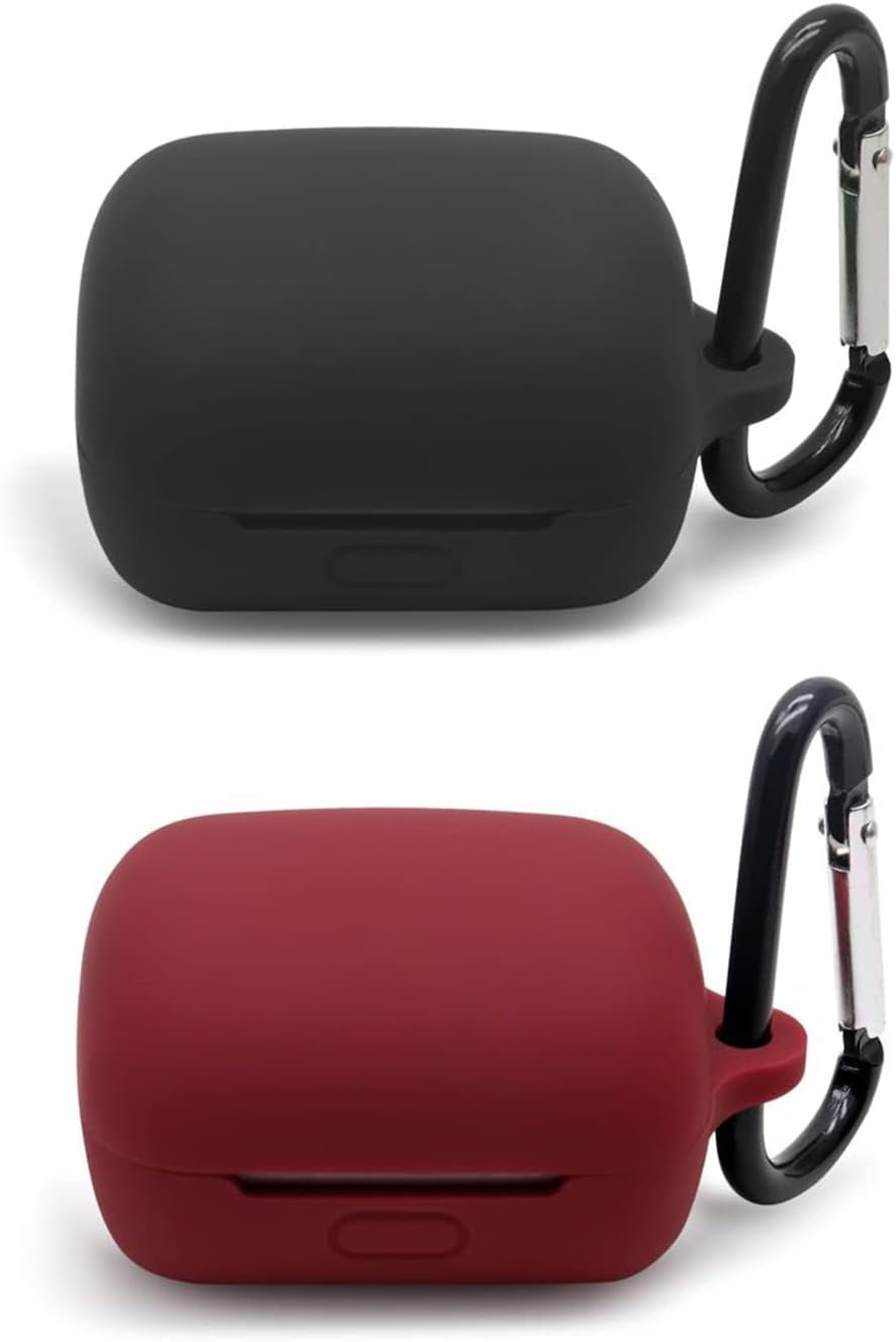 [2 Pack] Silicone Case for Sony Linkbuds WF-L900 Truly Wireless Earbud,Premium Soft Skin Cover Shock-Absorbing,Anti-Scratch Protective Case with Keychain,Black Pink  20220406sn-8 Black+Wine Red  