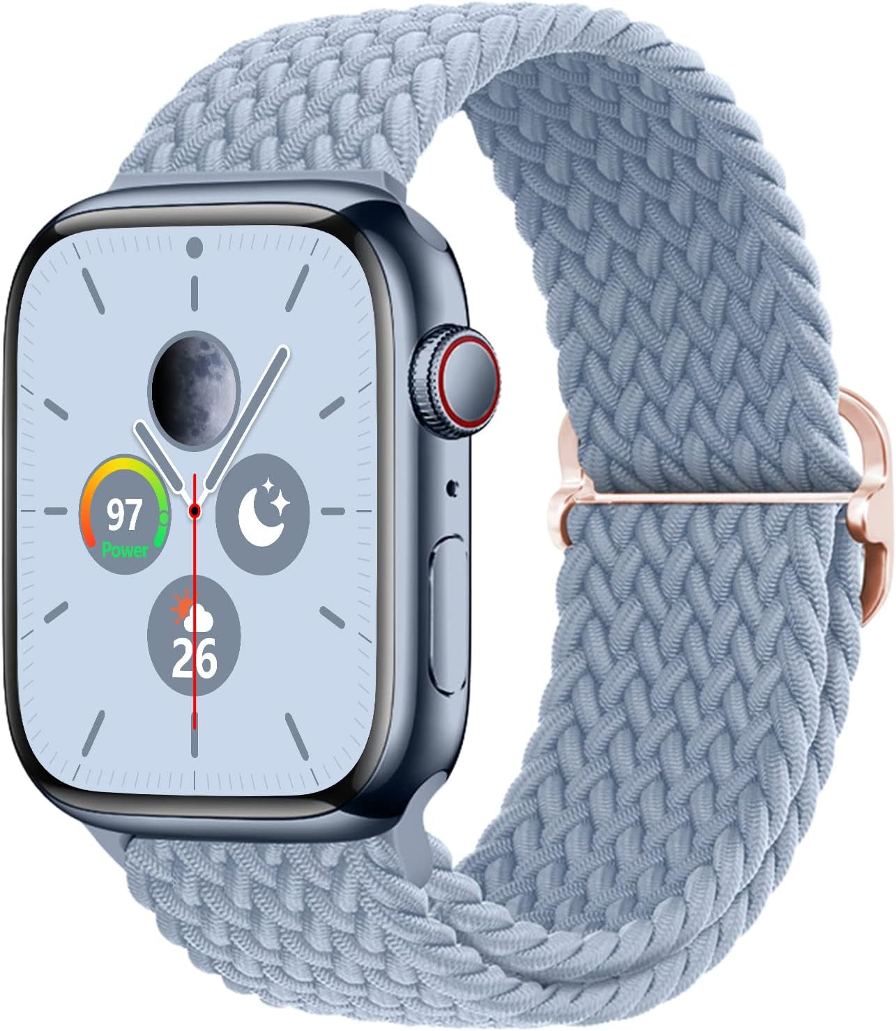 Stretchy Braided Solo Loop Compatible with Apple Watch Bands 38Mm 40Mm 41Mm 42Mm 44Mm 45Mm for Women Men Adjustable Straps Elastic Sport Wristbands for Iwatch Series 8 7 6 SE 5 4 3 2 1 Ultra  MBNIBNVT Haze Blue 38/40/41MM 