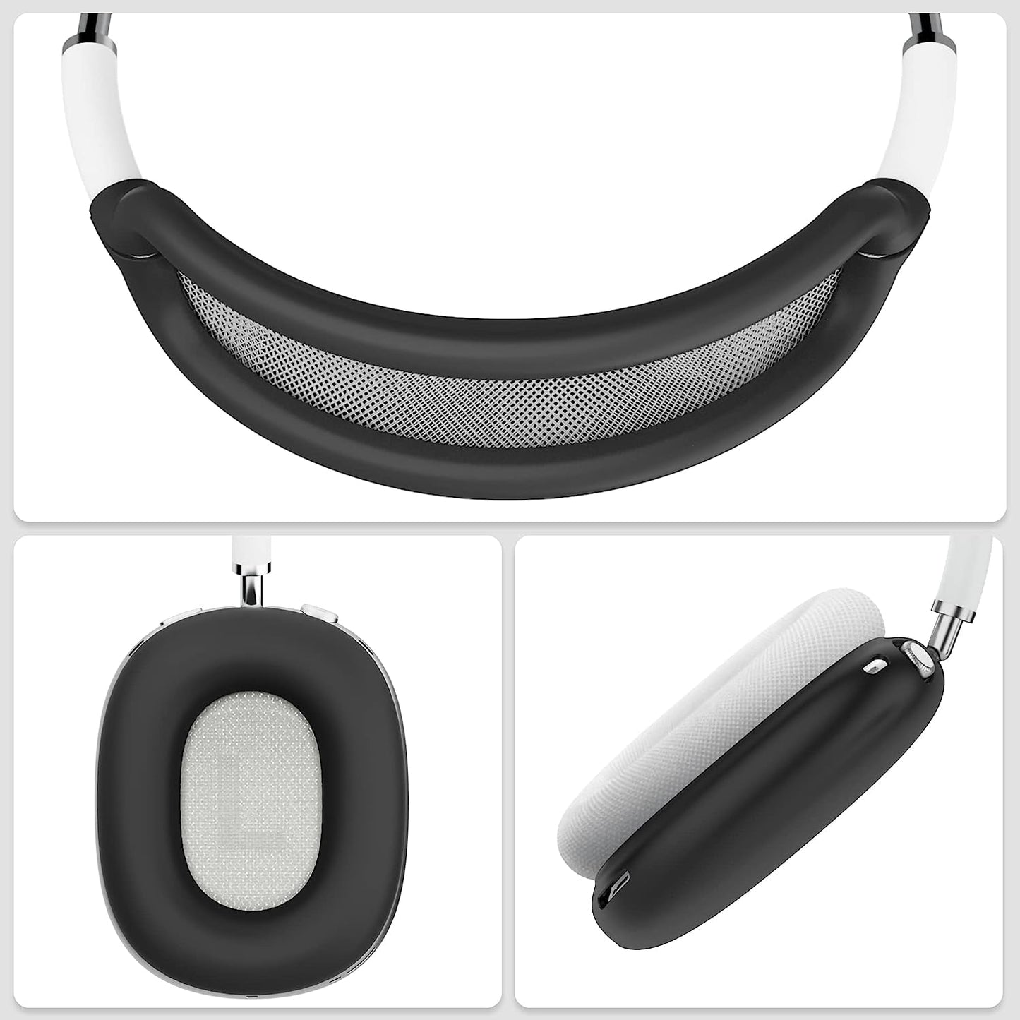 TUCANA Silicon Cases Compatible for Airpods Max, Overhead Cover + Earcup Cover + Ear Pad Cover (Black)  TUCANA   