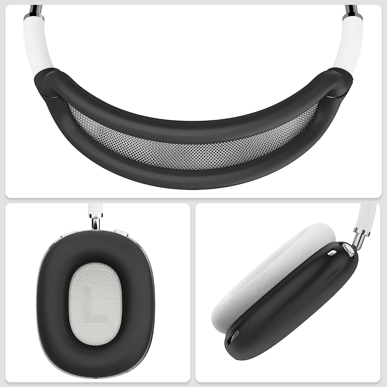 TUCANA Silicon Cases Compatible for Airpods Max, Overhead Cover + Earcup Cover + Ear Pad Cover (Black)  TUCANA   