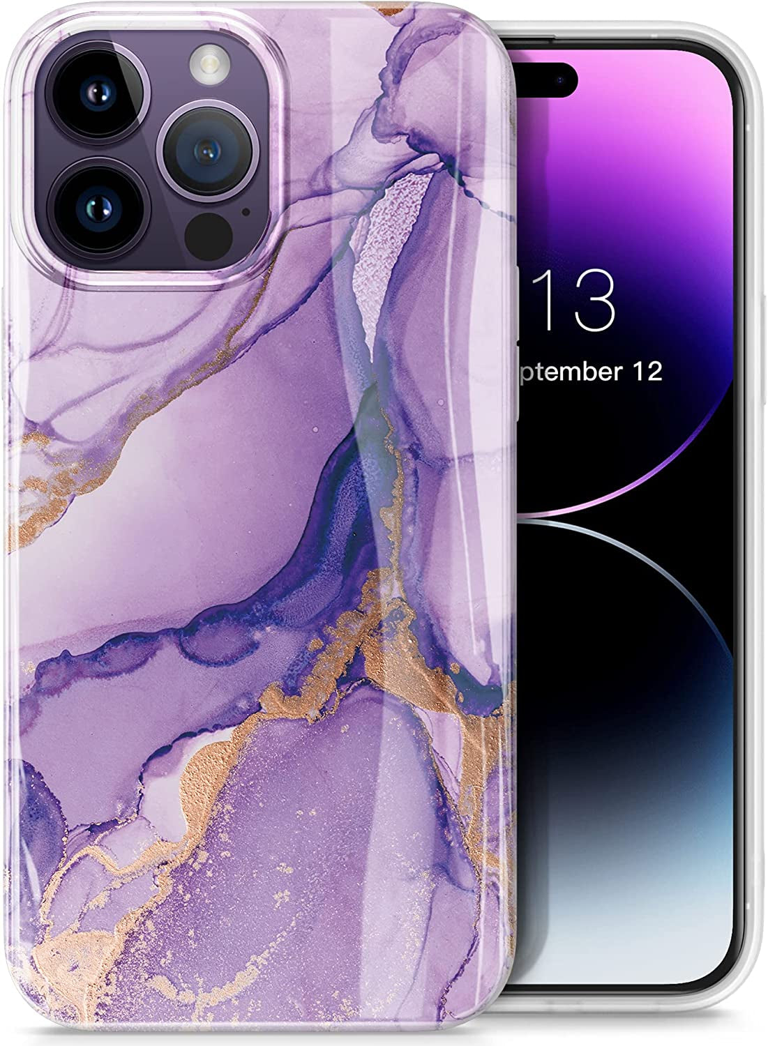 GVIEWIN Case Compatible with Iphone 14 Pro 6.1 Inch, [10FT Military-Grade Drop Tested] Clear Butterfly Stylish Case Shockproof Protective Hard Pc+Soft TPU Phone Cover Women (Alluring Butterfly/Purple)  GVIEWIN Cloud Fog/Purple  