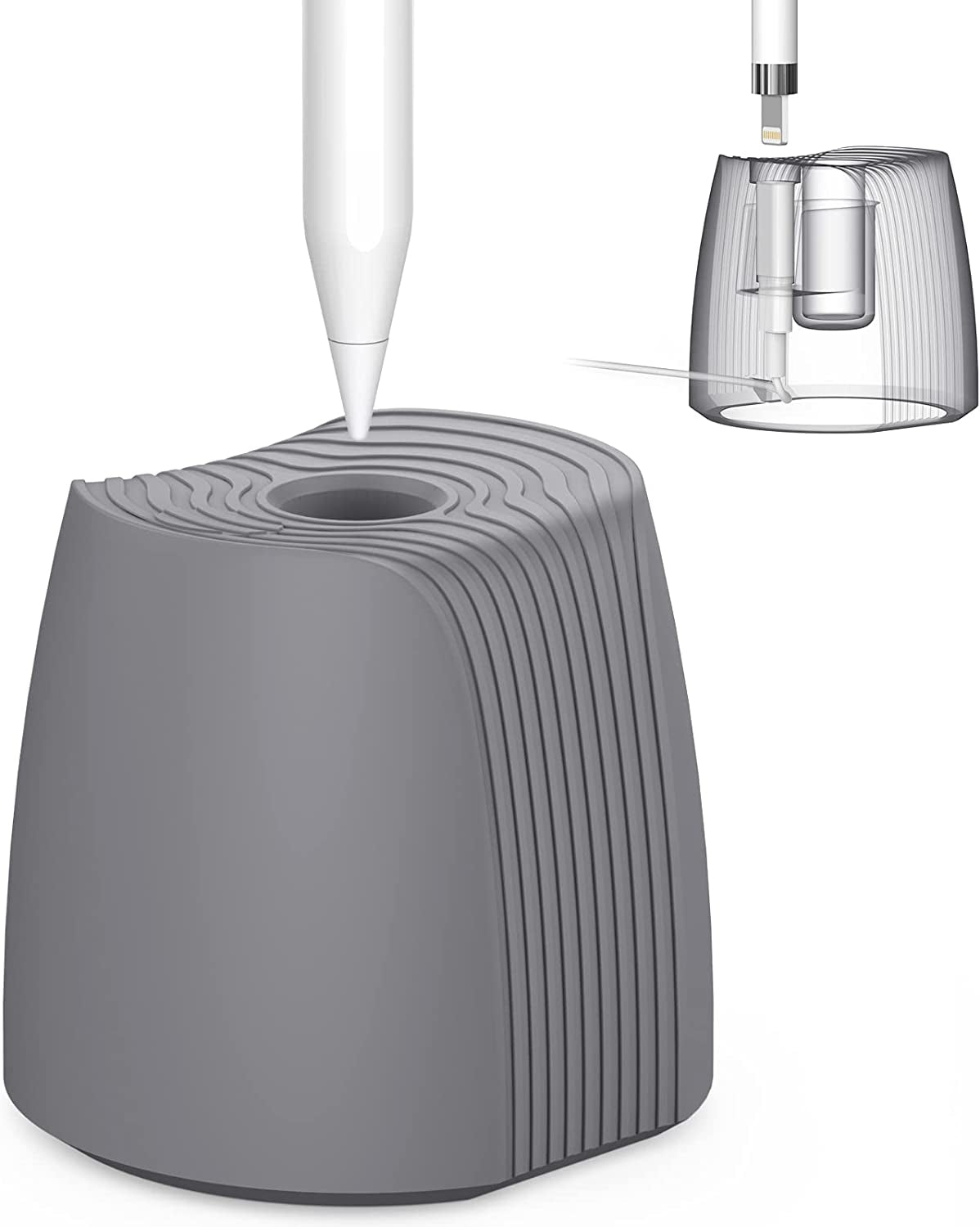 LJFLYXRI Portable Silicone Stand for Apple Pencil 1/2 Charger Holder Non-Slip Base Pen Charging Station Dock Adapter Tablet Pen Accessory,New Pen Accessories Base (Black)  LJFLYXRI Gray  