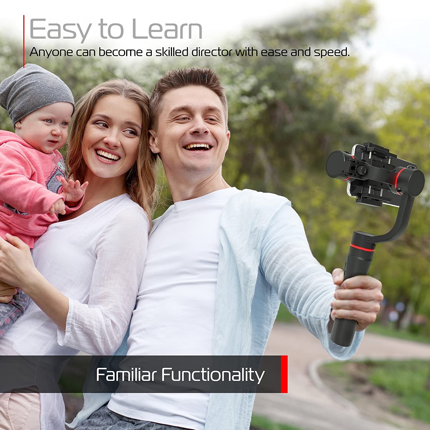 Tzumi Steadygo Smartphone Stabilizing Gimbal – Motorized Rechargeable 3-Axis Handheld Gimbal for Smooth, Steady Digital Photography and Advanced Video Filming Techniques, Black (5643AMZ)  DEEJAYLED   