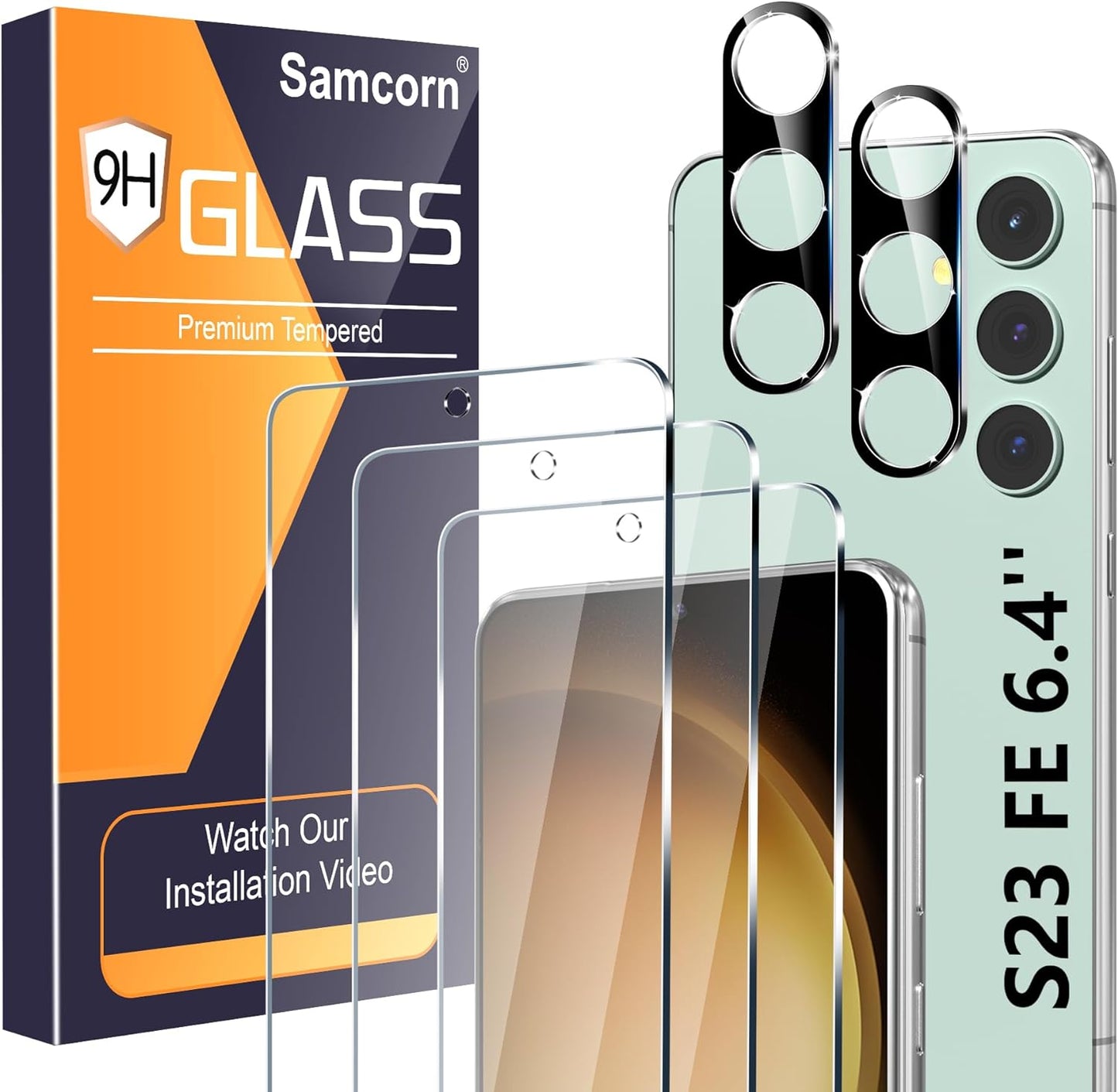 Letosan 3 Pack Galaxy S22 Ultra Screen Protector, HD Clear Tempered Glass, Fingerprint Unlock, 3D Curved, Scratch Resistant, Bubble-Free for Samsung Galaxy S22 Ultra 5G Glass Screen Protector  letosan S23 Fe-6.4Inch  