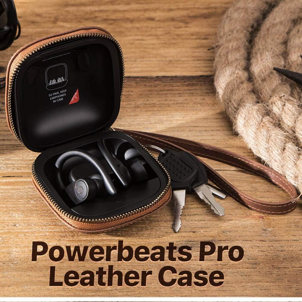 Hiram Powerbeats Pro Leather Case,Crazy Horse Leather Powerbeats Pro Case for Men and Women, Men'S Leather Travel Case for Powerbeats Pro(Brown)…  Hiram   