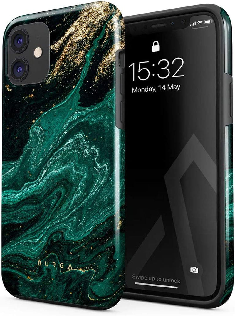 BURGA Phone Case Compatible with Iphone 14 PRO - Wireless Charging Compatible, Hybrid 2-Layer Hard Shell + Silicone Protective Case, Heavy Duty Protection, Slim Fit, Shock  BURGA Emerald Pool Iphone 12 