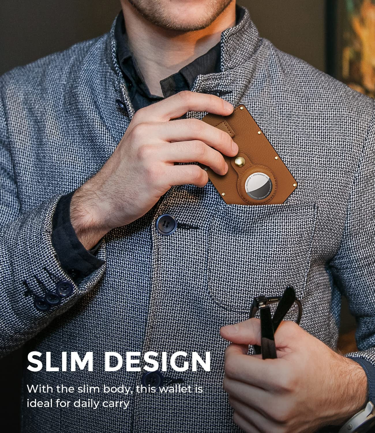 ONIJIA Airtag Wallet Card Holder Men, Smart Air Tag Wallet with Real Leather and Metal, RFID Card Case, Minimalist Credit Card Holder Women, Christmas Gifts (Brown)  ONIJIA   