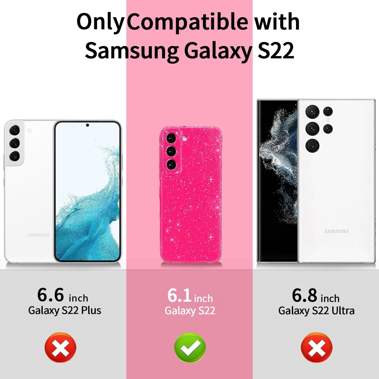 MINSCOSE Compatible with Samsung Galaxy S22 5G Case,Cute Neon Bright Color,Glitter Bling Thin Slim Shockproof Silicone Sparkly Cover for Women Girl for Galaxy S22 6.1 Inch-Mint Green  MINSCOSE   