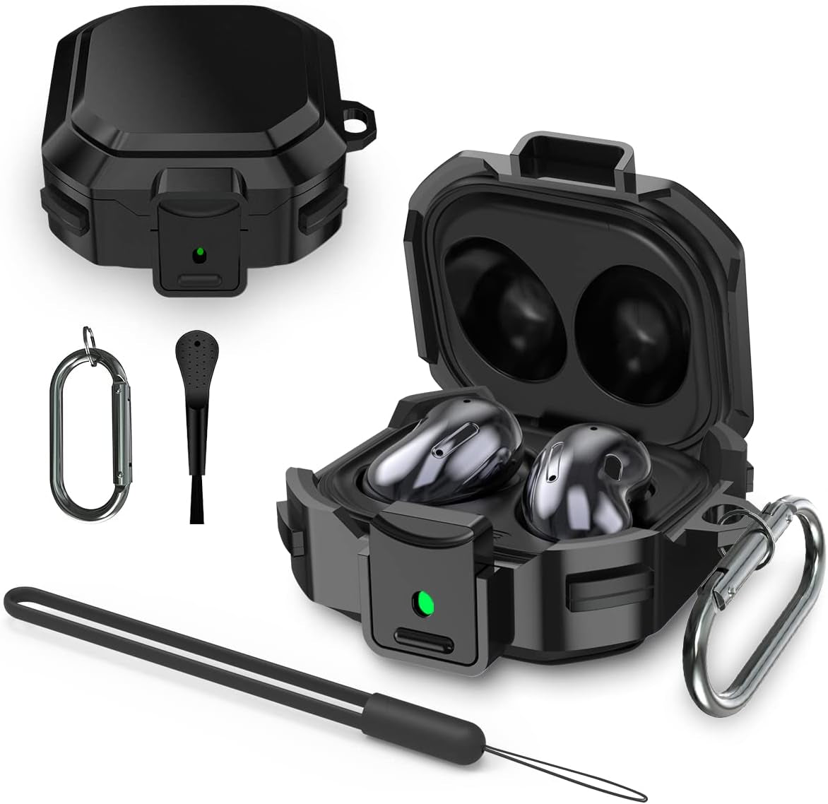 [With Lock] Armor Cover for Galaxy Buds Pro Case/Galaxy Buds 2 Case/Galaxy Buds Live Case,Shockproof PC+TPU Protective Cover for Samsung Buds 2/Buds Pro/Buds Live with Fashion Candy Keychain(Purple)  YIPINJIA Black  