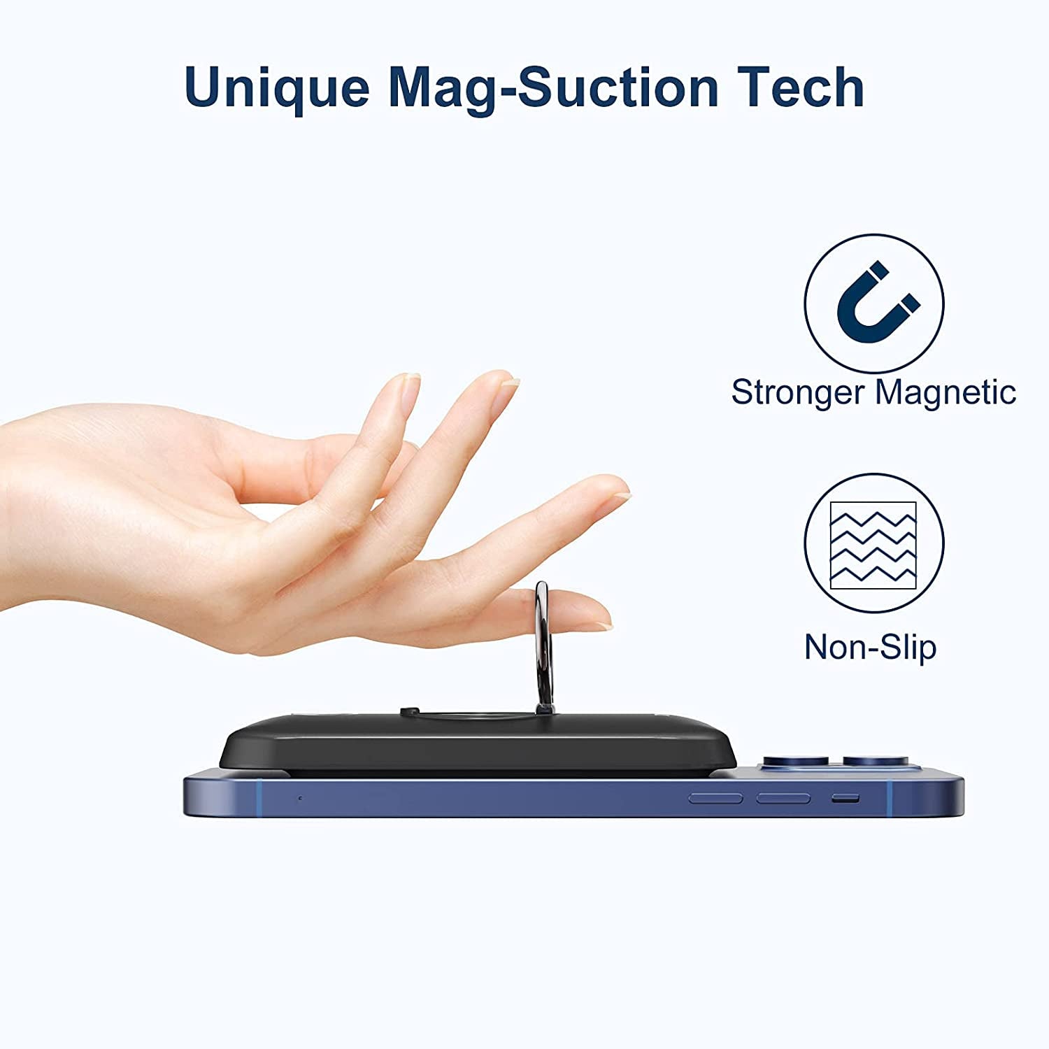 Iwalk Magnetic Wireless Power Bank, 6000Mah Portable Charger with Finger Holder, Stronger Magnet Stick for Phone with Unique Mag-Suction Tech, Only Compatible with Iphone 14/13/12 Pro Max  iWALK   