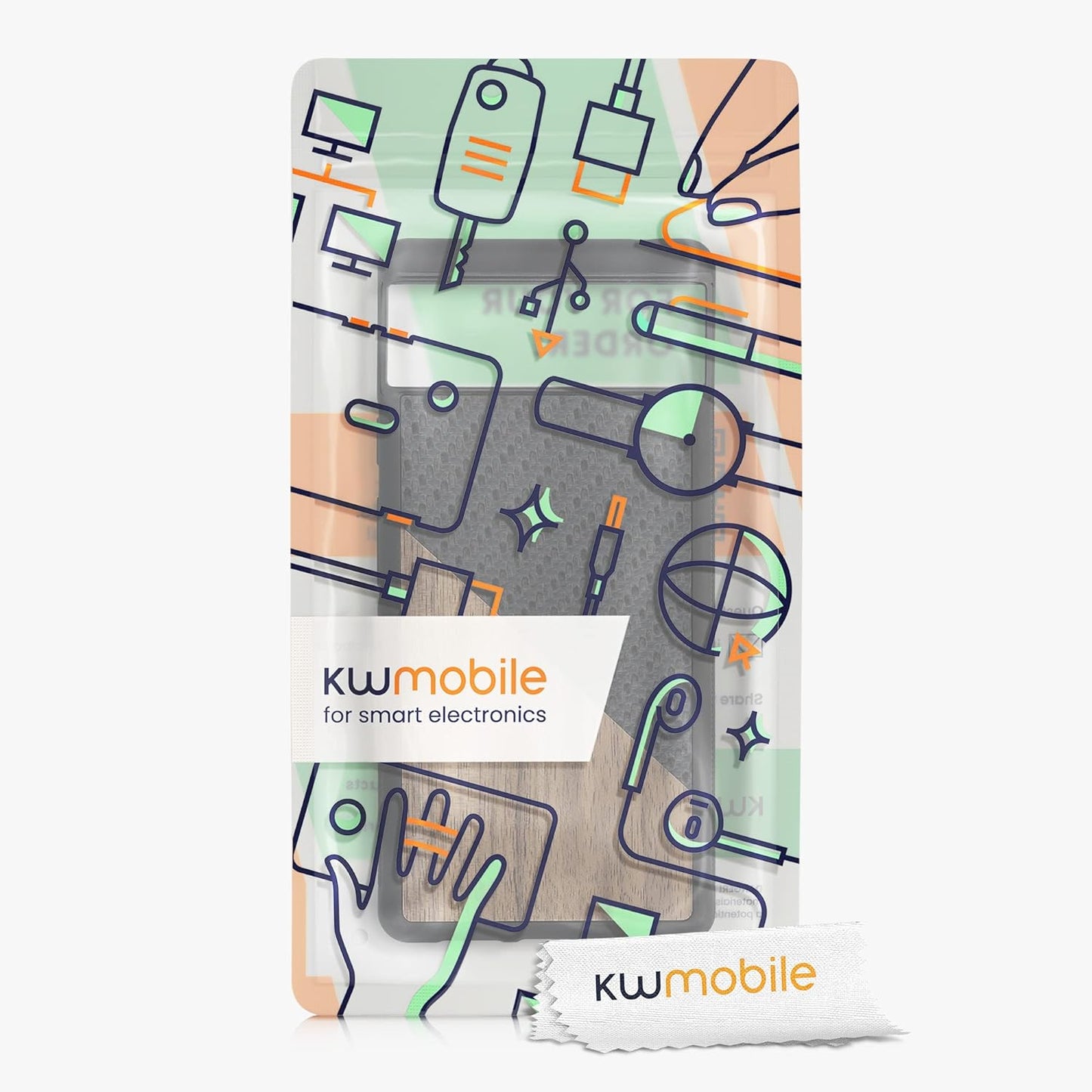 Kwmobile Case Compatible with Google Pixel 6 - Hard Phone Cover with TPU Bumper and Wood/Carbon Back - Dark Brown/Black  kwmobile   
