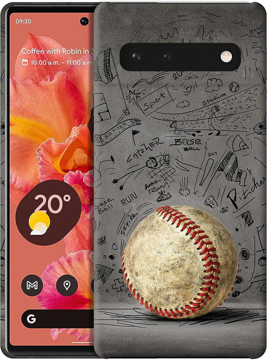 Glisten - Google Pixel 6 Case, Pixel 6 5G Case - Baseball Wall Art Design Printed Cute, Slim & Sleek Plastic Hard Snap on Protective Back Phone Case/Cover for Google Pixel 6 5G. [6.4"] White  Glisten   
