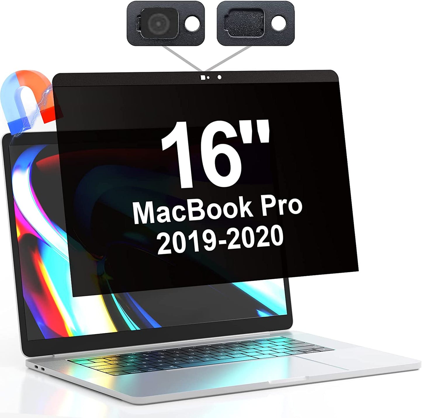 Ultra Thin Metal Magnet Web Camera Cover Silde for Macbook Pro Laptops Smartphone Mac PC Tablets, Adhesive Tabs Fix Bottom of Magnetic Privacy Screen  Mamol MacBook Pro 16 Inch (2019)  