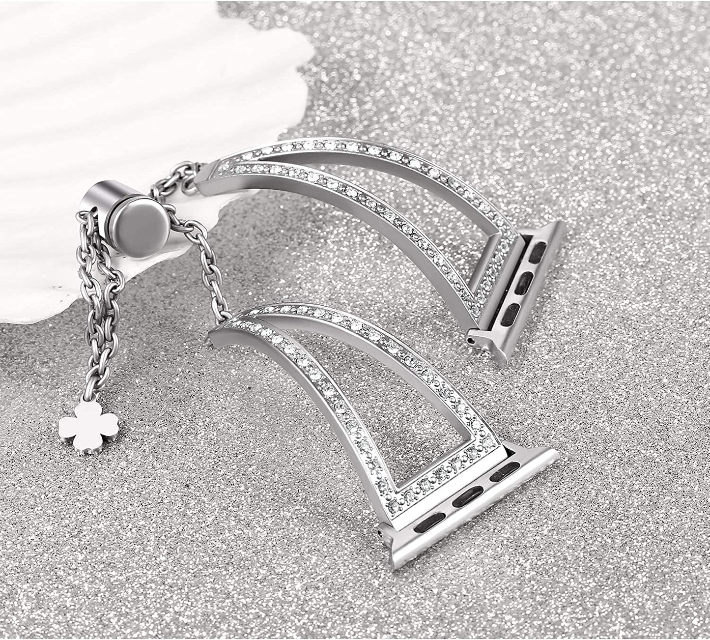 Secbolt Bling Bands Compatible with Apple Watch Bands 38Mm 40Mm 41Mm 42Mm 44Mm 45Mm Iwatch Series 8/7/6/5/4/3/2/1/SE, Women Dressy Metal Jewelry Bracelet Bangle Wristband Stainless Steel  Secbolt   