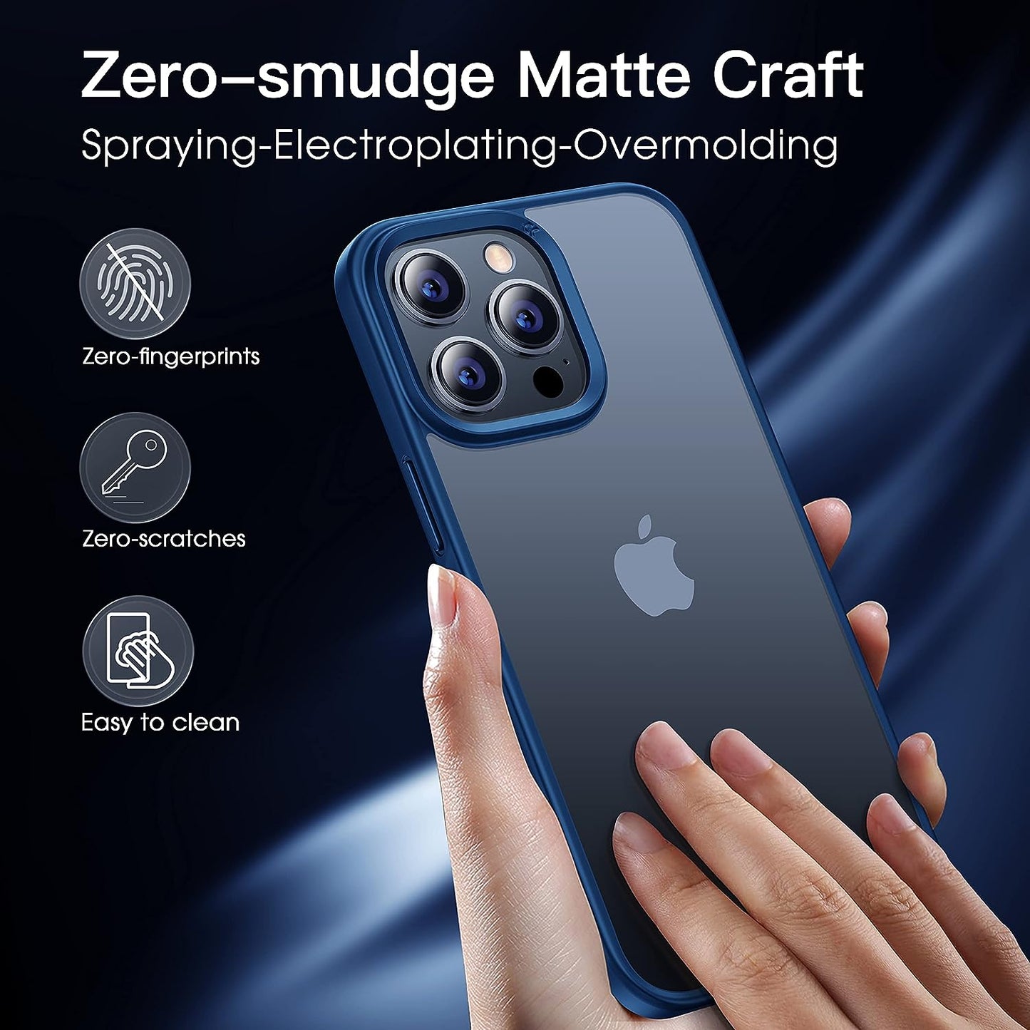 CASEKOO [SGS Tested] Newly Matte Blue Iphone 14 Pro Case [10FT Mil-Grade Protection] Anti-Fingerprints & Anti-Scratch Durable Translucent Back Anti-Slip Frame Iphone 14 Pro Phone Case, Blue  CASEKOO   