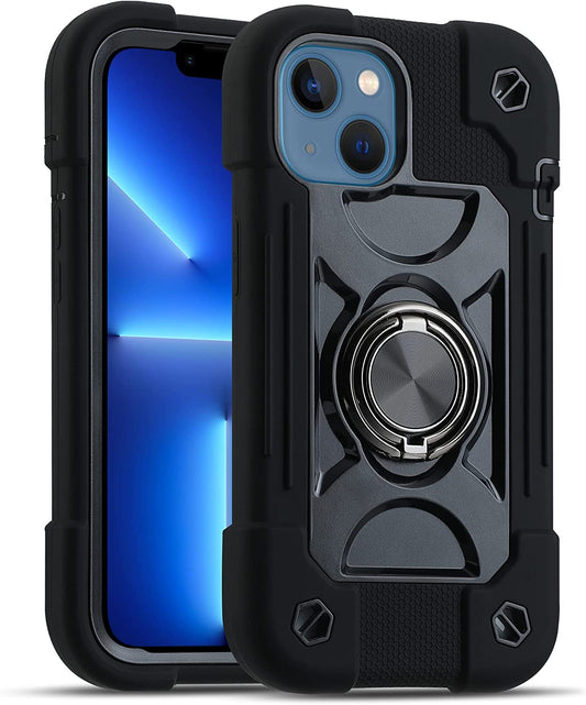MARKILL Compatible with Iphone 14 Case/Iphone 13 Case 6.1 Inch with Built-In 360°Rotating Ring Stand, Military Grade Drop Protection Full Body Rugged Heavy Duty Protective Durable Cover. (Black)  MARKILL Black  