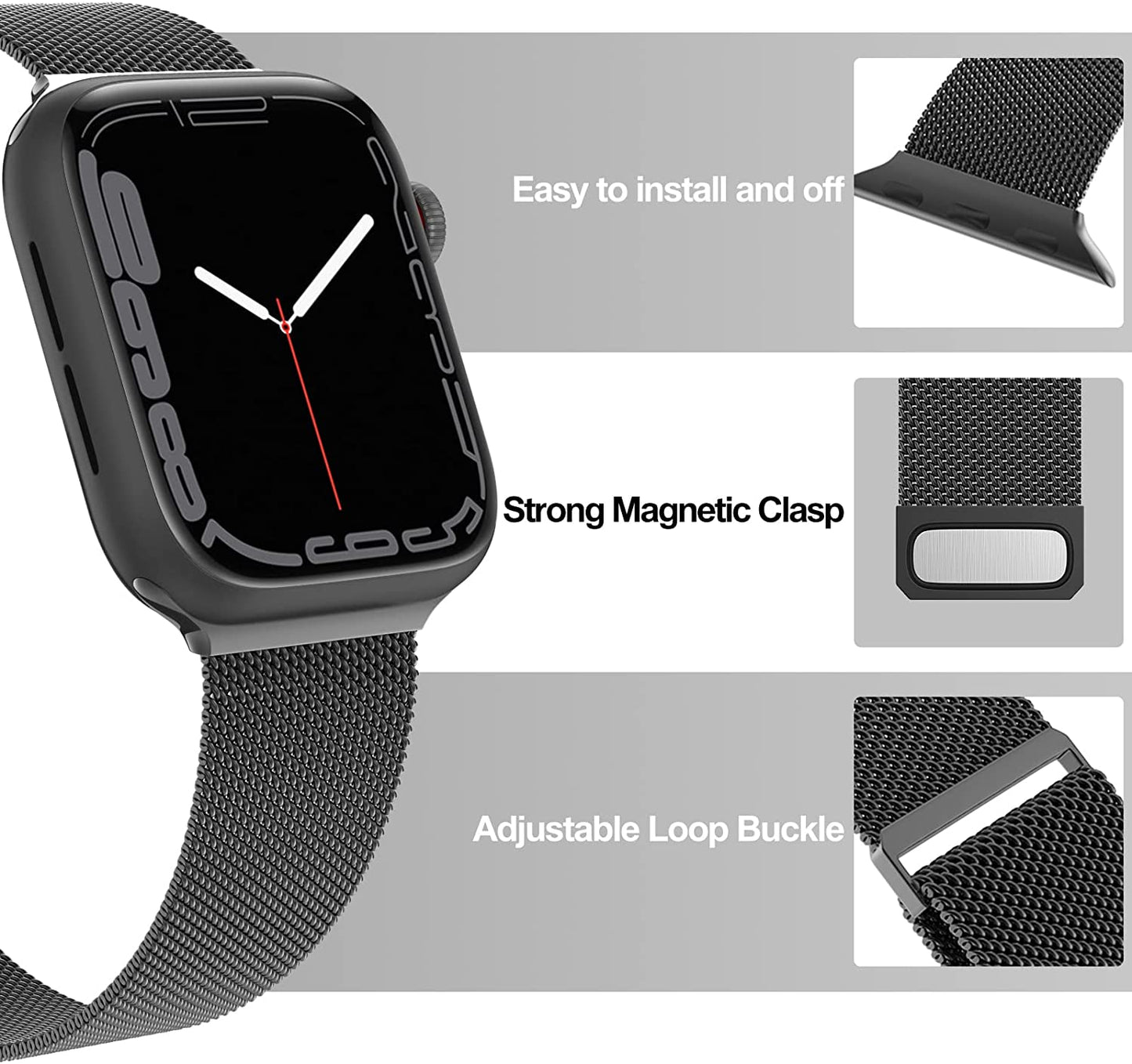 EPULY Compatible with Apple Watch Band 42Mm 44Mm 45Mm 49Mm 38Mm 40Mm 41Mm,Stainless Steel Mesh Loop Magnetic Clasp Bands for Iwatch Ultra Series 8 SE 7 6 5 4 3 2 1 Women Men  EPULY   