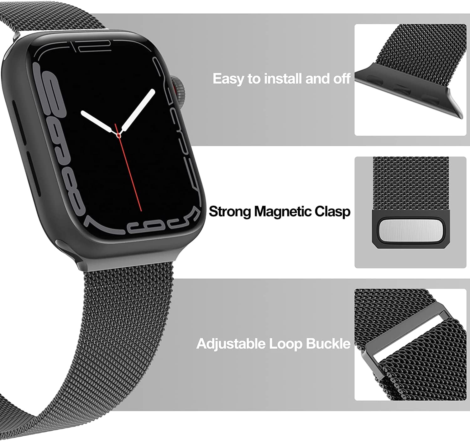 EPULY Compatible with Apple Watch Band 42Mm 44Mm 45Mm 49Mm 38Mm 40Mm 41Mm,Stainless Steel Mesh Loop Magnetic Clasp Bands for Iwatch Ultra Series 8 SE 7 6 5 4 3 2 1 Women Men  EPULY   