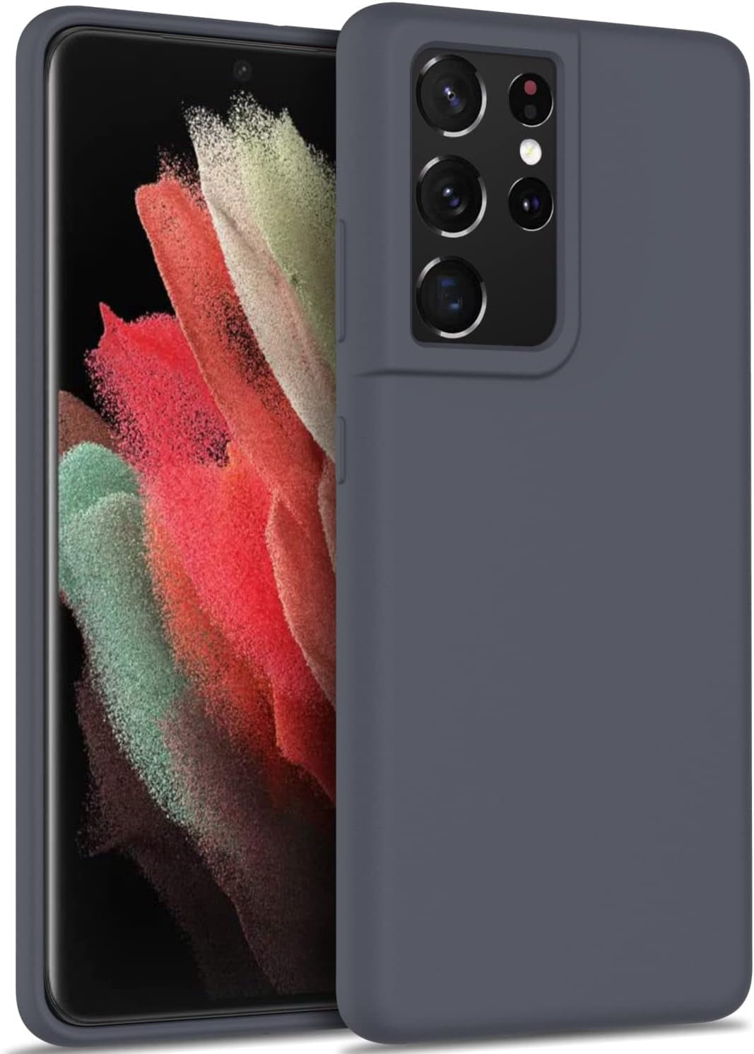 DEENAKIN for Samsung Galaxy S21 Ultra Case Silicone,Silky Smooth Flexible Gel Rubber Bumper Cover with Soft Microfiber Lining Slim Fit Protective Phone Case for Samsung Galaxy S21 Ultra Bright Yellow  DEENAKIN Dark Grey Samsung Galaxy S21 Ultra 