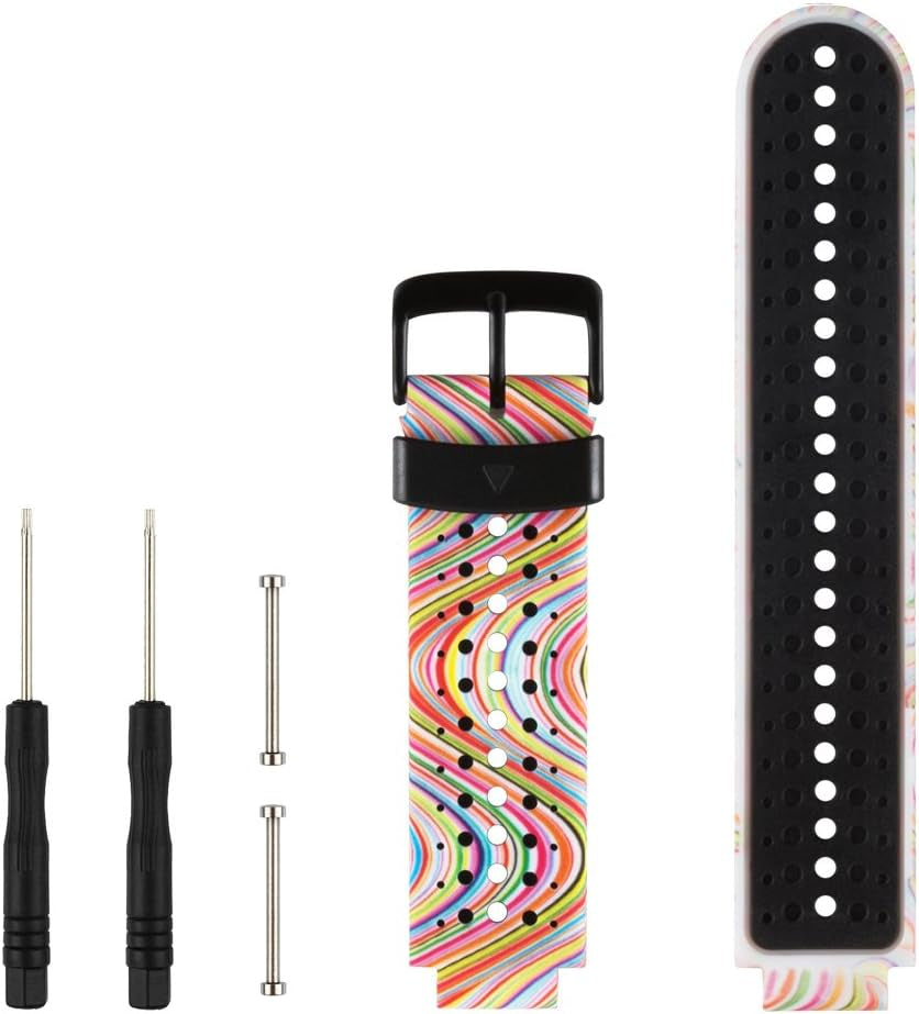 Ybludiy Compatible with Garmin Forerunner 235 Band,Soft Silicone Replacement Watch Band Fit Garmin Forerunner 235/235 Lite/220/230/620/630/735Xt/Approach S20/S6/S5 Bands  Ybludiy Rainbow  