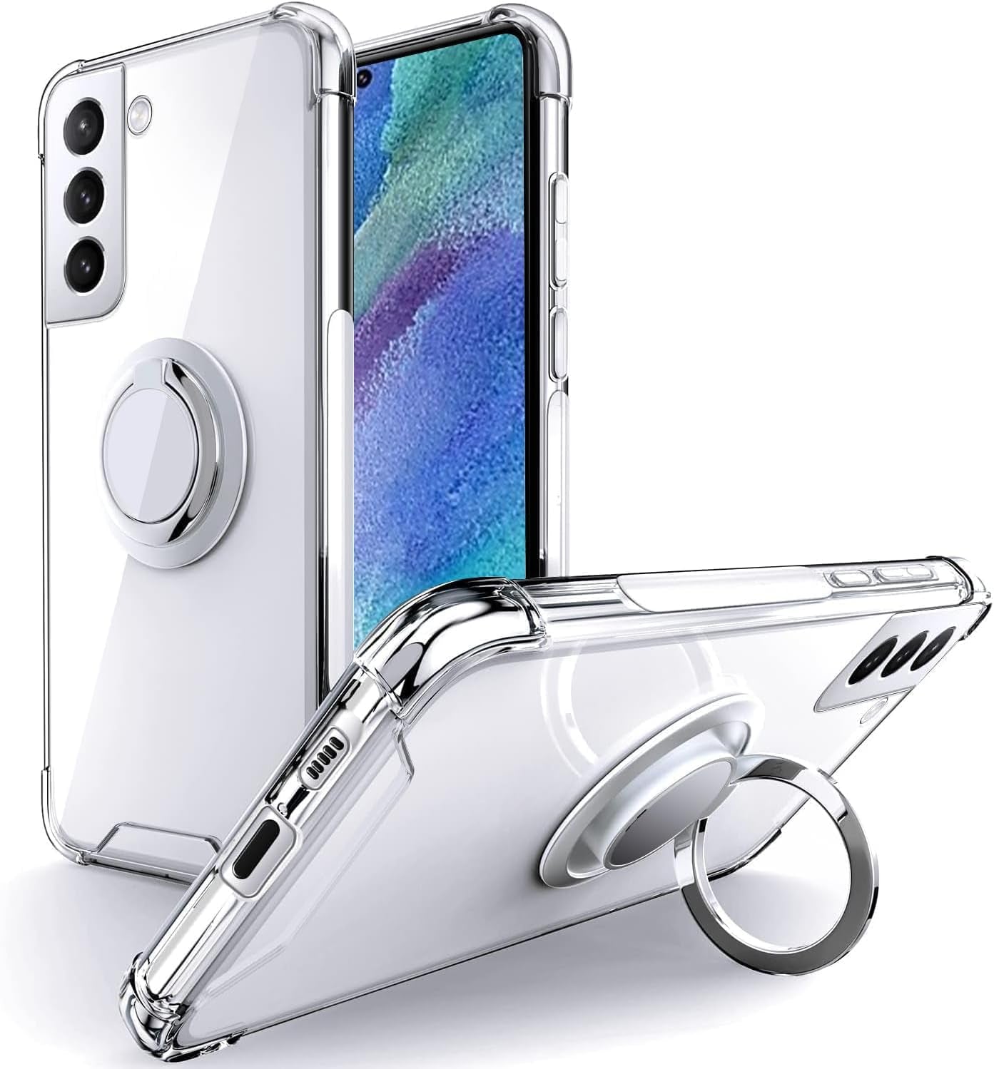 Silverback for Galaxy S21 Case Clear with Ring Kickstand, Protective Shock -Absorbing Bumper Shockproof Phone Case for Samsung Galaxy S21 5G -Clear  Silverback inc   
