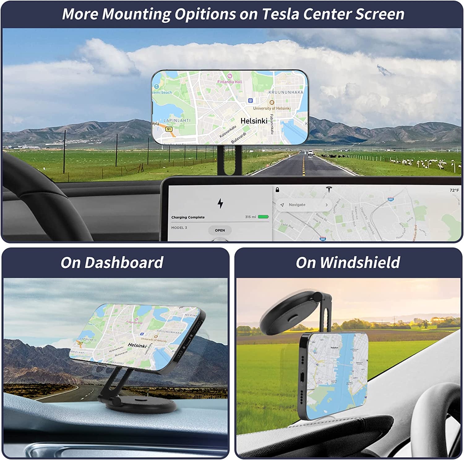 Wonarby Magnetic Phone Holder for Car - Tesla Model 3/X/Y/S Accessories Phone Mount - Magsafe Compatible with Iphone 12/13/14 and Samsung Cell Phones Car Holder  Wonarby   