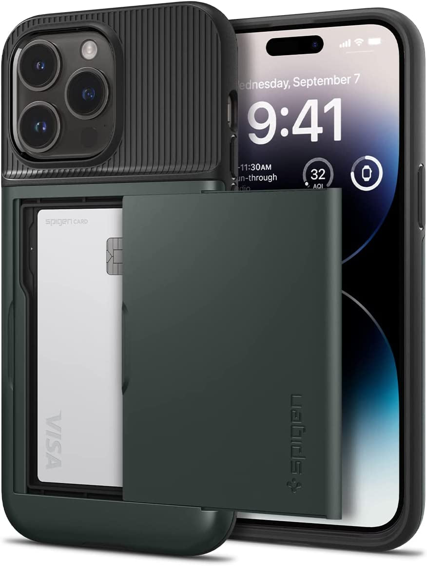 Spigen Slim Armor CS Designed for Iphone 14 Pro Case (2022) - Black  Spigen Abyss Green  