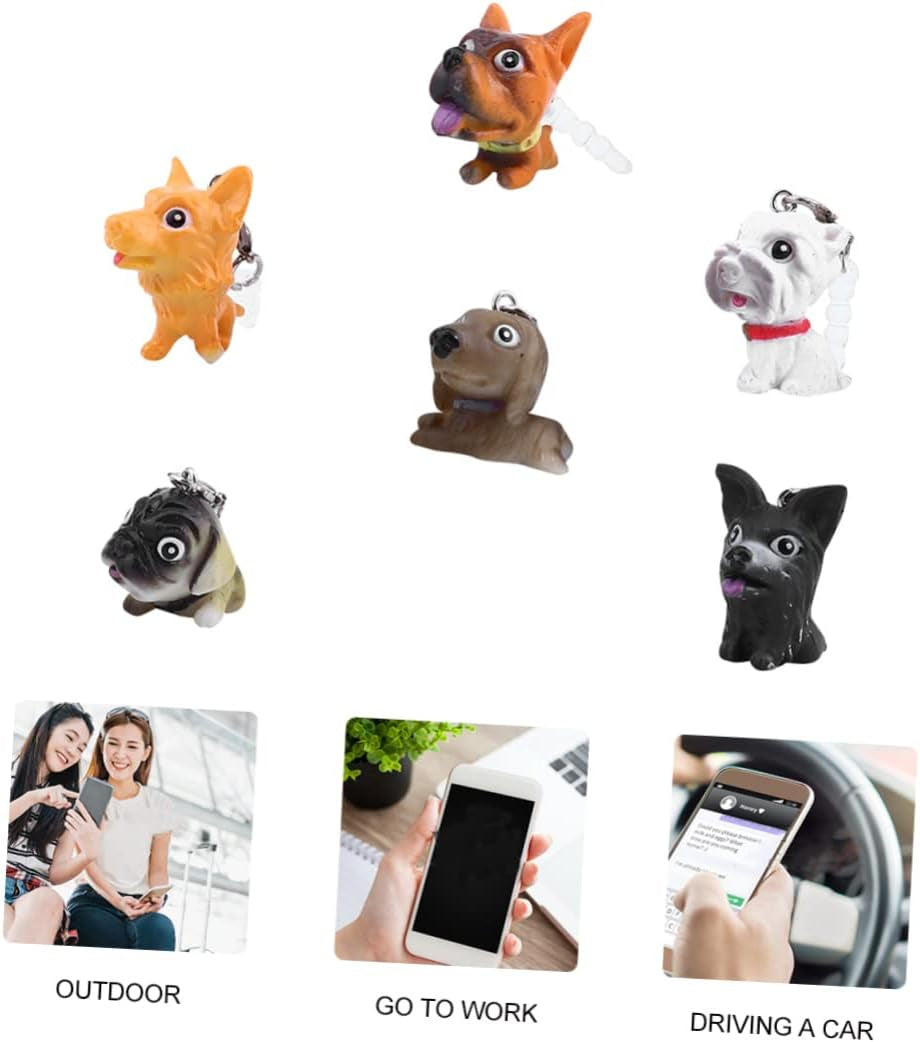 UKCOCO 1 Set 6 Pcs Mobile Phone Dust Plug Charm Earphone Jack Accessory Rubber USB Plug Earphone Jack Plug Charm Dog Pendant for Phone Telephone Plastic Cell Phone  UKCOCO   