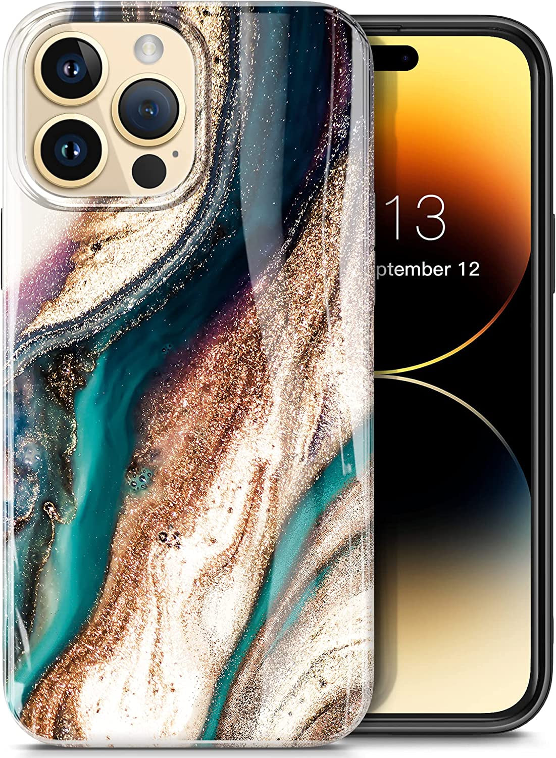 GVIEWIN Case Compatible with Iphone 14 Pro 6.1 Inch, [10FT Military-Grade Drop Tested] Clear Butterfly Stylish Case Shockproof Protective Hard Pc+Soft TPU Phone Cover Women (Alluring Butterfly/Purple)  GVIEWIN Drift Sand/Brown  