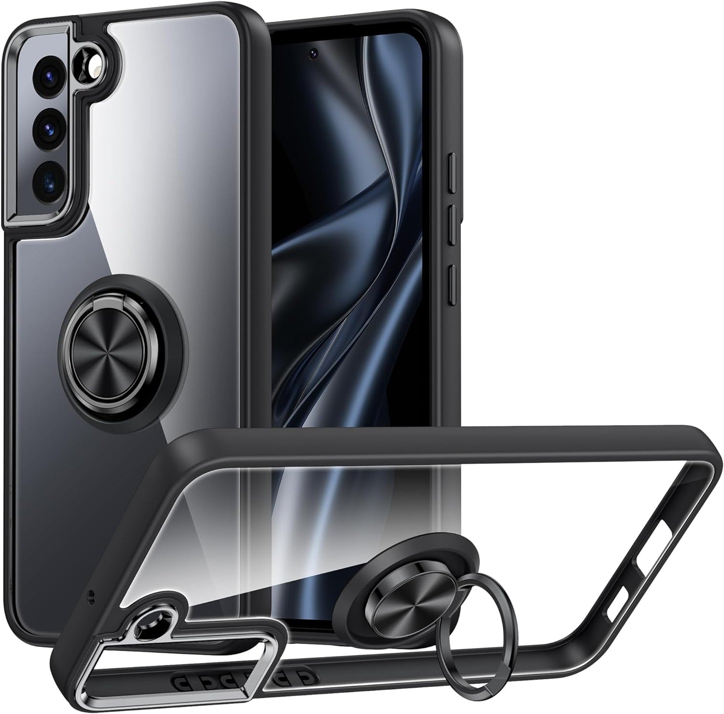 Silverback for Samsung Galaxy S22 plus Case Clear with Ring Kickstand, Protective Shock -Absorbing Bumper Shockproof Phone Case for Galaxy S22 plus -Clear  Silverback inc Black Clear Galaxy S22 