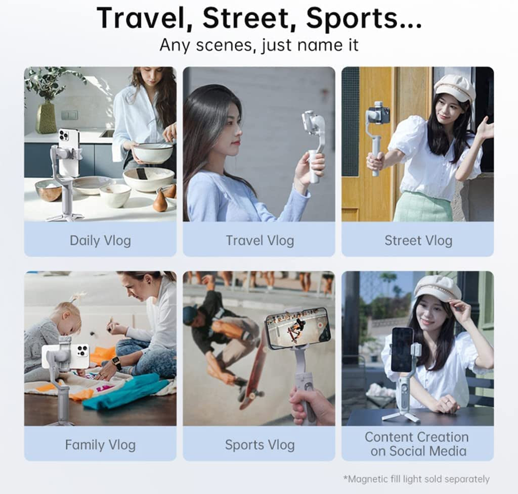 Hohem Isteady XE Kit Gimbal Stabilizer for Smartphone 3-Axis Cell Phone Handheld Gimbal with Fill Light,Stabilizer for Iphone&Android Lightweight Youtuber Vlogging Live Stream  hohem   