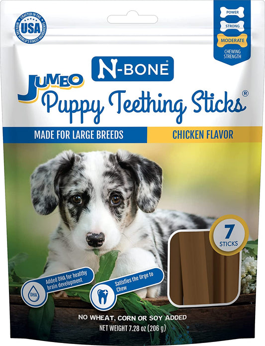 N-Bone Jumbo Puppy Teething Sticks Chicken Flavor Dog Treats, 7.28-Oz Bag  N-Bone   