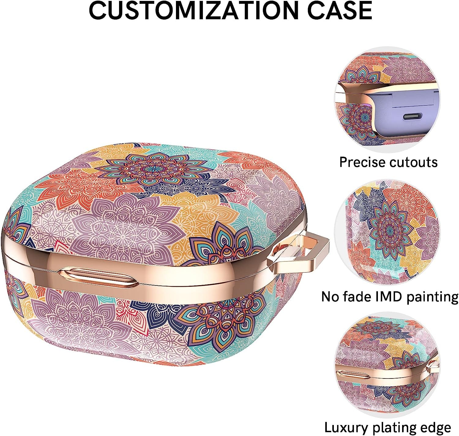 Delidigi for Galaxy Buds 2 Pro Case (2022) / Galaxy Buds Pro Case (2021) / Galaxy Buds 2 Case/Galaxy Buds Live Case Stylish Hard TPU Shockproof Case Cover for Women Girls Samsung Earbuds (Mandala)  Delidigi   