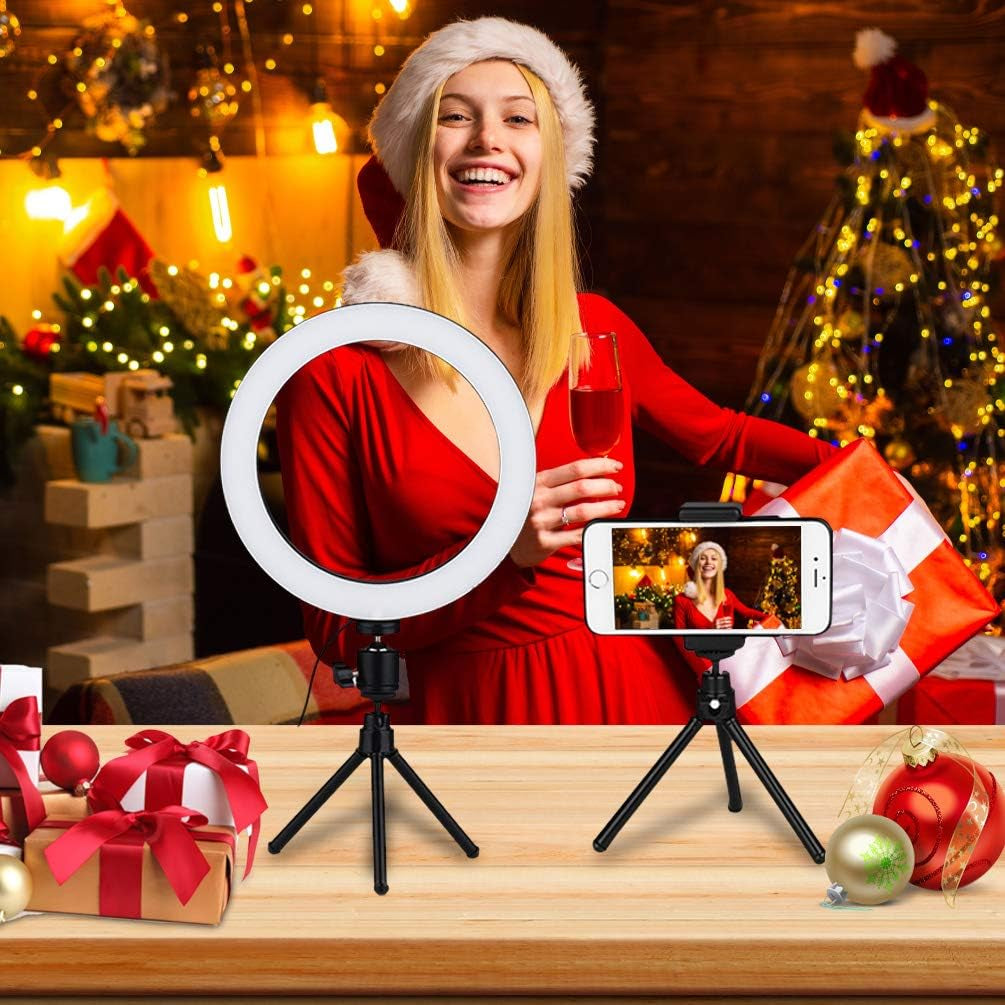 LEDGLE Upgraded Selfie Ring Light with Tripod Stand & Cell Phone Holder & Selfie Stick 8" Dimmable Ring Light with 3 Light Mode and 10 Level Brightness for Live Stream Makeup and Youtube Video  LEDGLE   