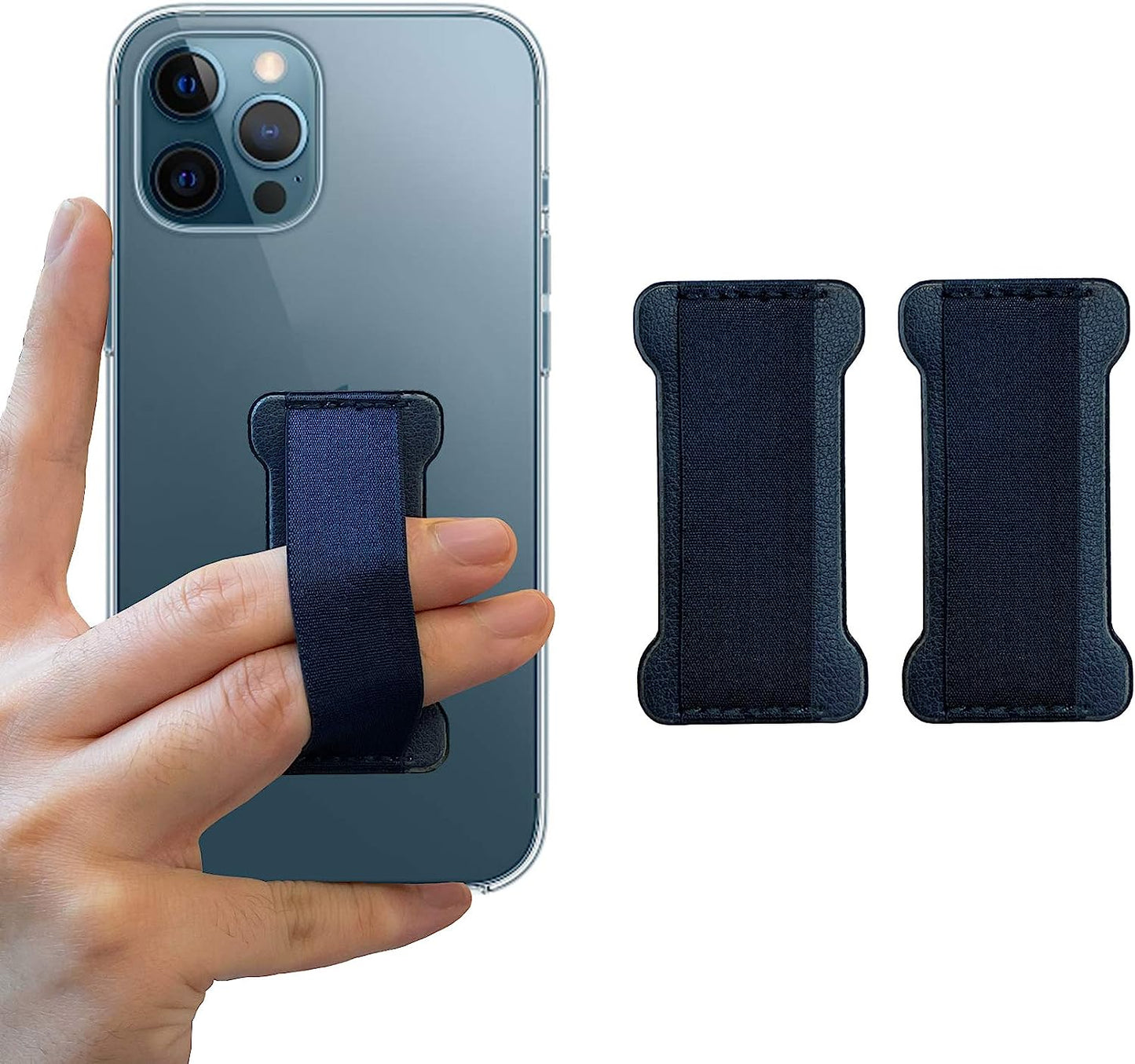 WUOJI - Finger Strap Phone Holder - Ultra Thin Anti-Slip Universal Cell Phone Grips Band Holder for Back of Phone - 2Pack(Black)  WUOJI Dark Blue  