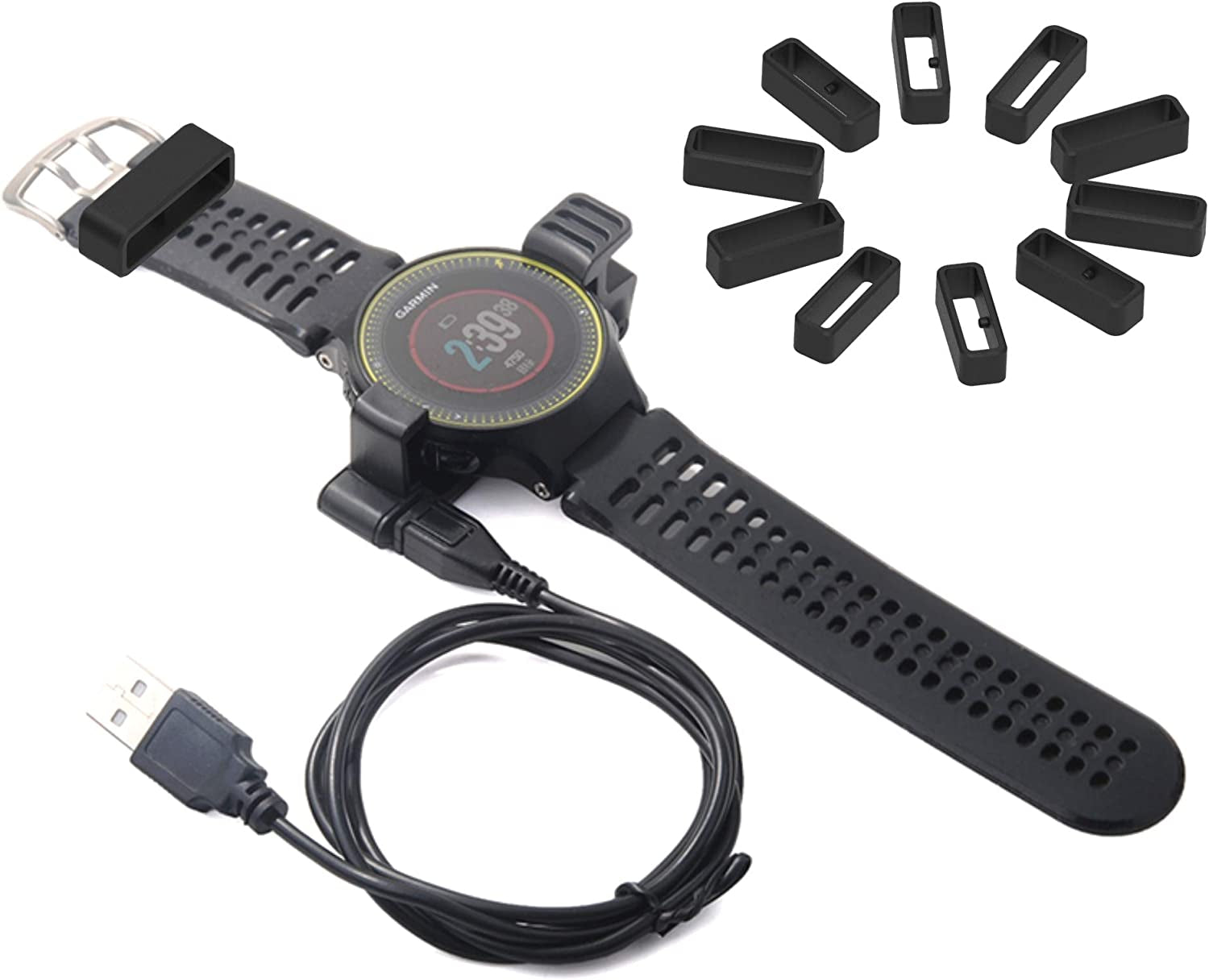 Band Keepers Compatible with Garmin Instinct/Instinct 2/Vivoactive 4/Fenix 7/Fenix 6/Fenix 5 Watch Bands, Silicone Fastener Rings Security Loop/Holder/Retainer (Black-6Pcs)  RuenTech   