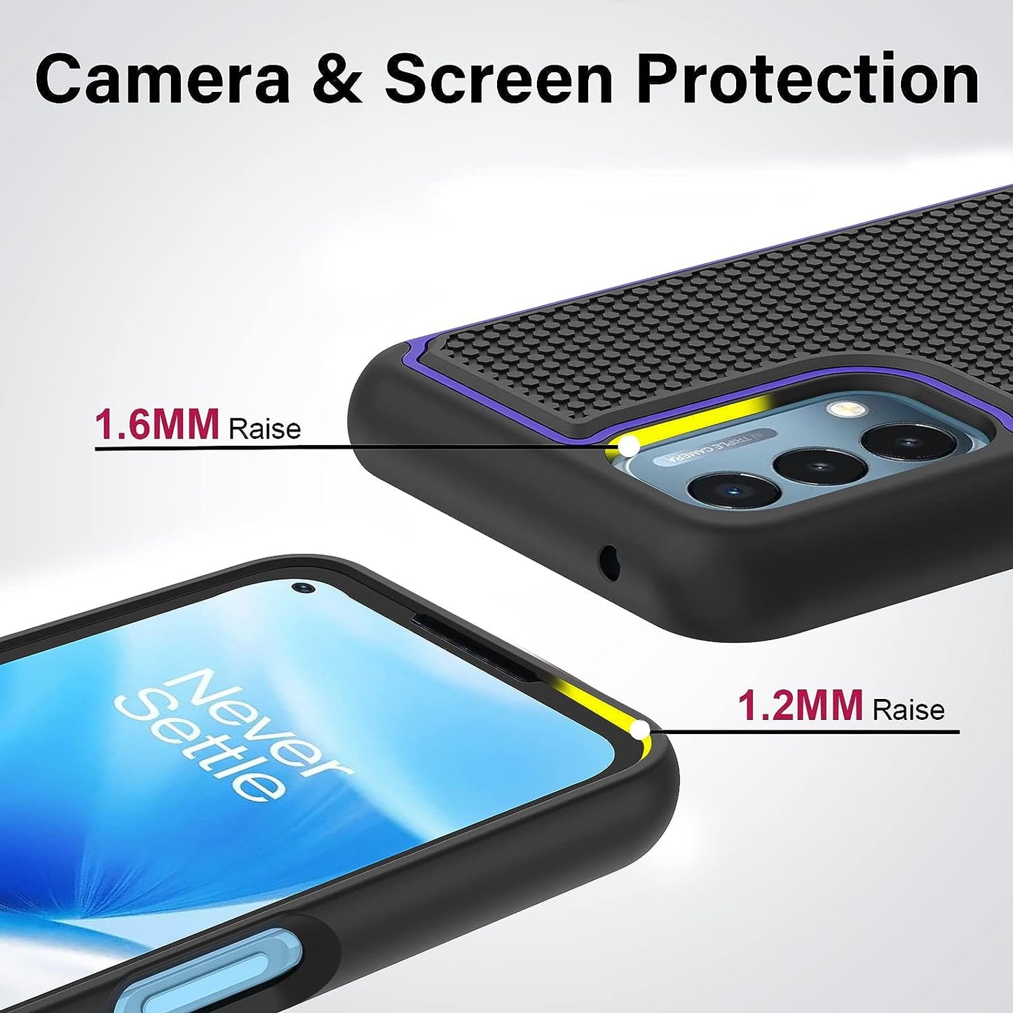 NTZW for Oneplus Nord N200 5G Case: Heavy Duty Shockproof Protective Phone Case [2 Tempered Glass Screen Protector] Anti-Slip Textured Hard Cover + Soft Silicone Rubber Bumper, Military Armor Case  NTZW   